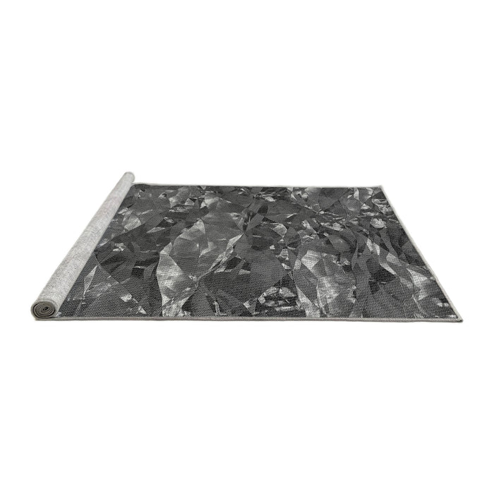 Sideview of Machine Washable Transitional Gunmetal Gray Rug, wshpat3179gry