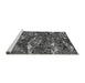 Sideview of Machine Washable Transitional Gunmetal Gray Rug, wshpat3179gry