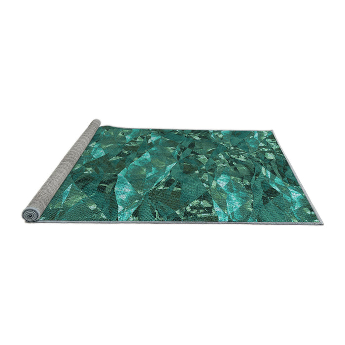 Sideview of Machine Washable Transitional Medium Teal Green Rug, wshpat3179lblu