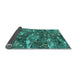 Thickness of Patterned Medium Teal Green Rug, pat3179lblu