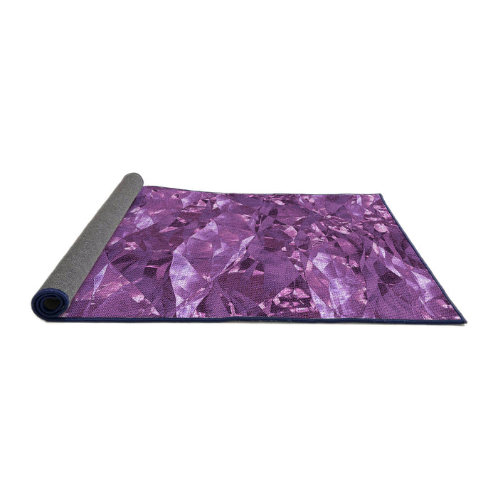 Thickness of Patterned Dark Magenta Purple Rug, pat3179pur