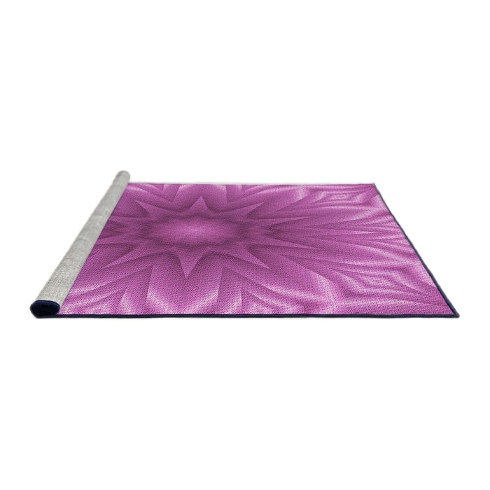 Sideview of Machine Washable Transitional Neon Pink Rug, wshpat318pur