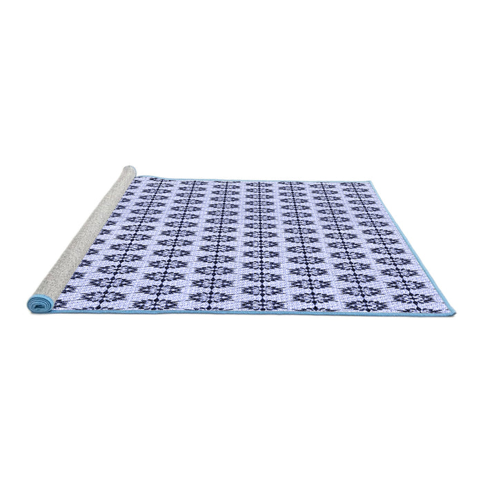 Sideview of Machine Washable Transitional Lavender Blue Rug, wshpat3180blu