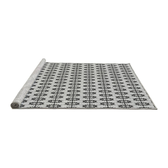 Sideview of Machine Washable Transitional Carbon Gray Rug, wshpat3180gry