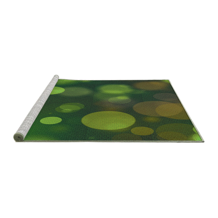 Sideview of Machine Washable Transitional Dark Lime Green Rug, wshpat3181grn