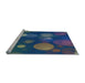 Sideview of Machine Washable Transitional Steel Blue Rug, wshpat3181lblu