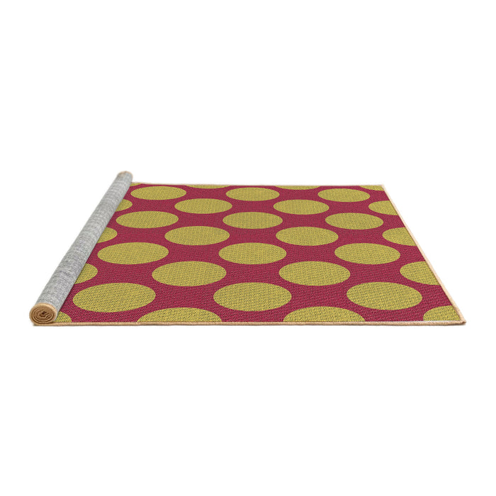 Sideview of Machine Washable Transitional Crimson Red Rug, wshpat3184brn