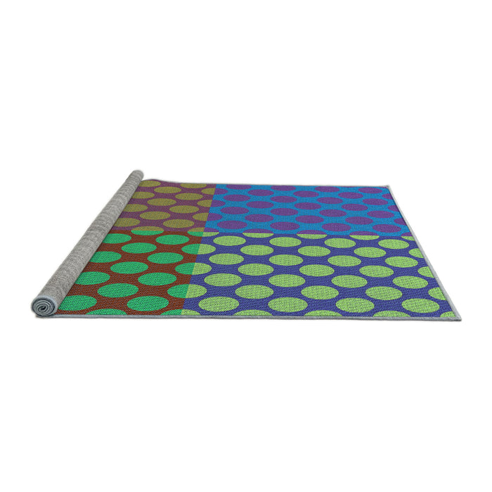Sideview of Machine Washable Transitional Emerald Green Rug, wshpat3185lblu