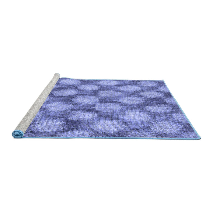 Sideview of Machine Washable Transitional Sky Blue Rug, wshpat3186blu