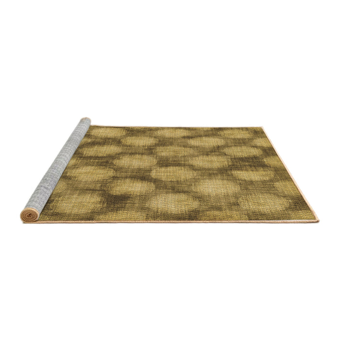 Sideview of Machine Washable Transitional Yellow Rug, wshpat3186brn