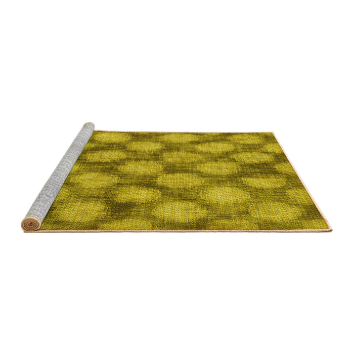 Sideview of Machine Washable Transitional Dark Yellow Green Rug, wshpat3186yw
