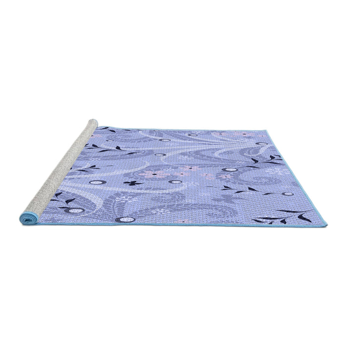 Sideview of Machine Washable Transitional Blue Rug, wshpat3187blu