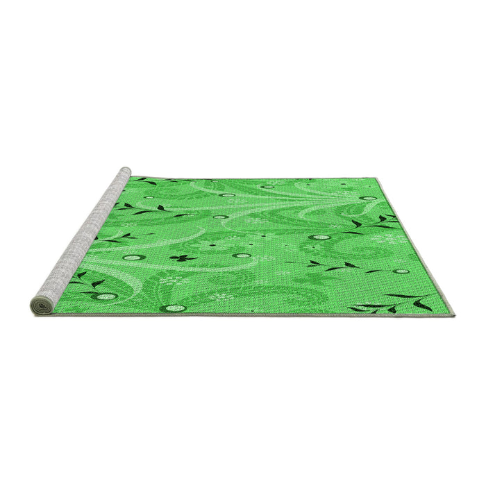 Sideview of Machine Washable Transitional Neon Green Rug, wshpat3187grn