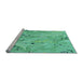 Sideview of Machine Washable Transitional Turquoise Green Rug, wshpat3187lblu