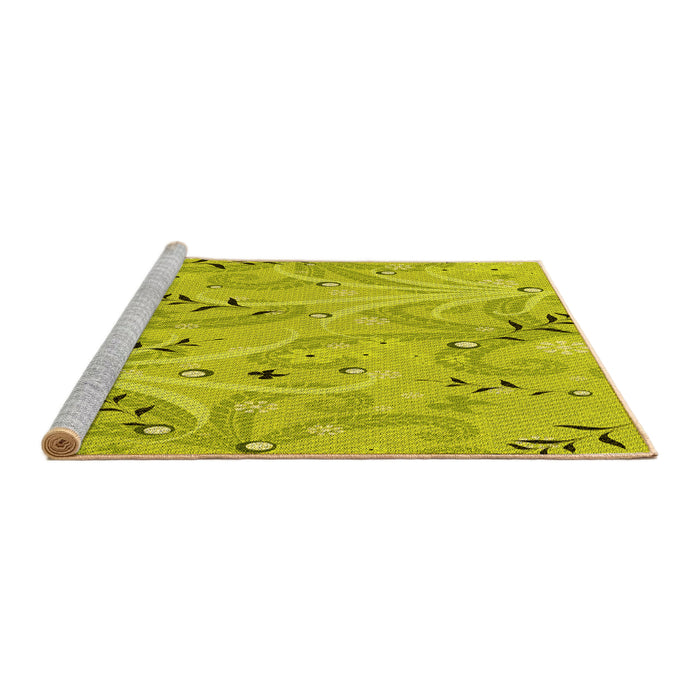 Sideview of Machine Washable Transitional Pistachio Green Rug, wshpat3187yw