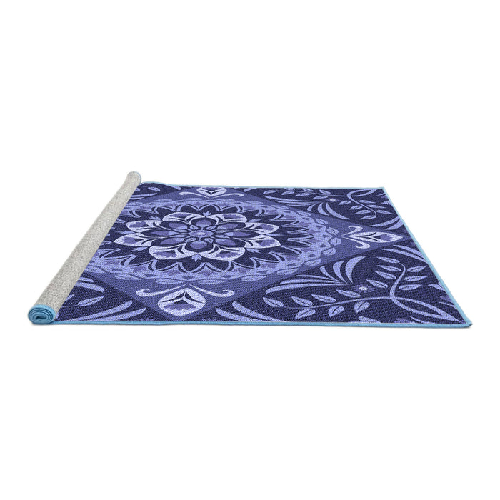 Sideview of Machine Washable Transitional Sky Blue Rug, wshpat3188blu