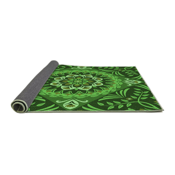 Thickness of Patterned Deep Emerald Green Rug, pat3188grn