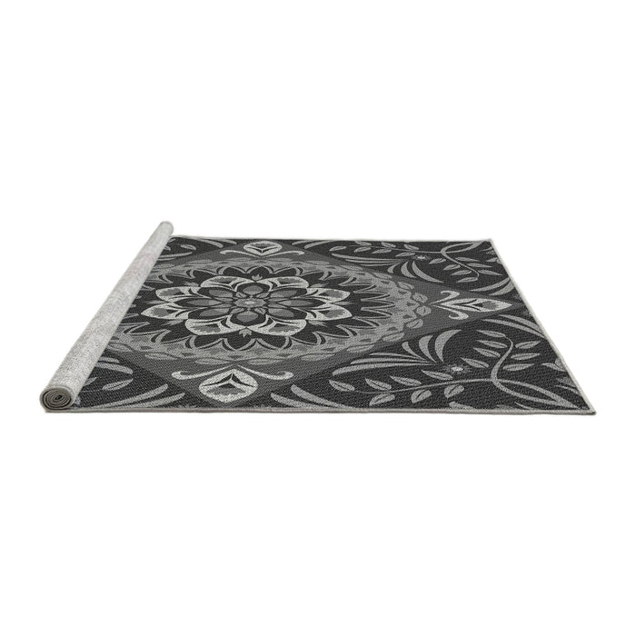 Sideview of Machine Washable Transitional Gunmetal Gray Rug, wshpat3188gry