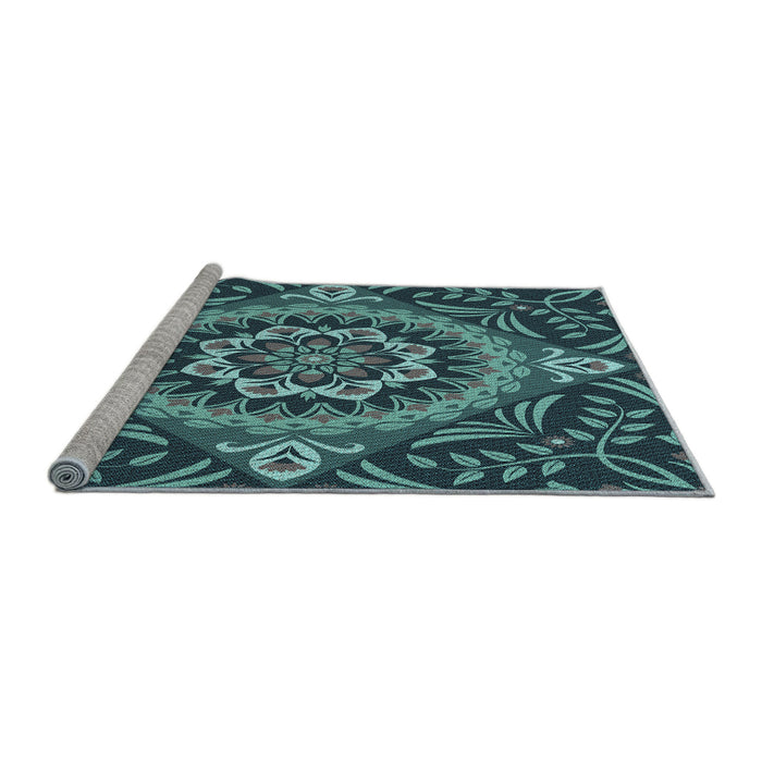 Sideview of Machine Washable Transitional Deep-Sea Blue Rug, wshpat3188lblu