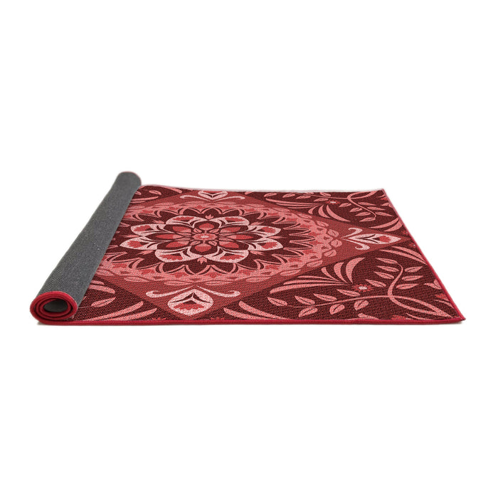 Thickness of Patterned Cranberry Red Rug, pat3188rd