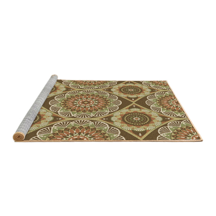 Sideview of Machine Washable Transitional Saddle Brown Rug, wshpat3189brn