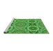 Sideview of Machine Washable Transitional Green Rug, wshpat3189grn