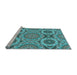 Sideview of Machine Washable Transitional Deep-Sea Green Rug, wshpat3189lblu