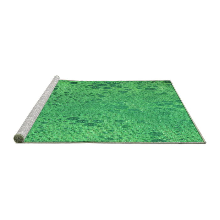 Sideview of Machine Washable Transitional Neon Green Rug, wshpat319grn