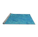 Sideview of Machine Washable Transitional Bright Turquoise Blue Rug, wshpat319lblu