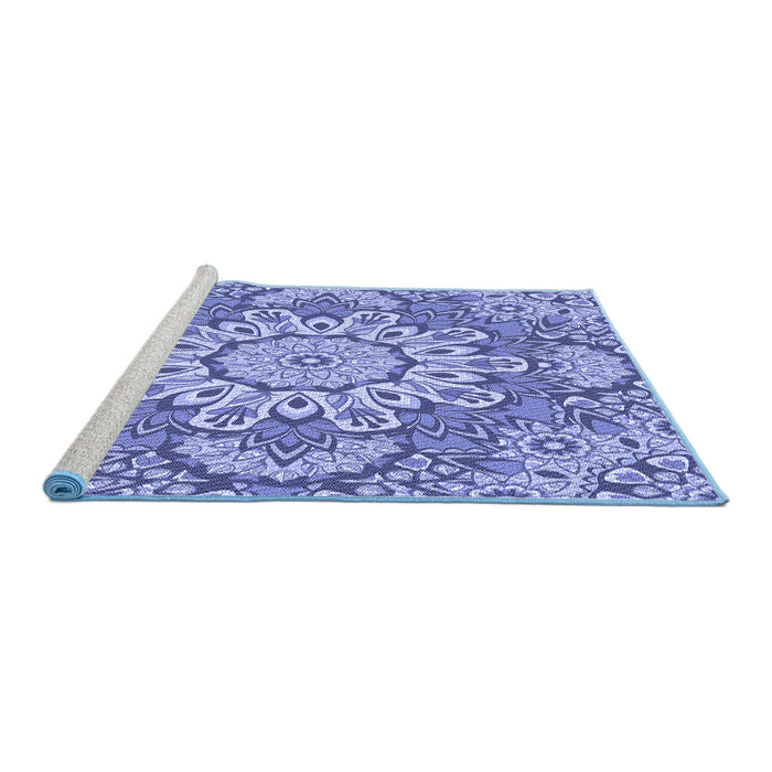 Sideview of Machine Washable Transitional Jeans Blue Rug, wshpat3190blu