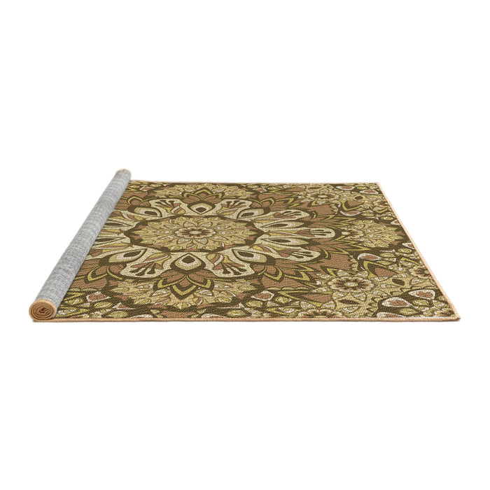 Sideview of Machine Washable Transitional Yellow Orange Rug, wshpat3190brn