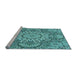 Sideview of Machine Washable Transitional Teal Green Rug, wshpat3190lblu