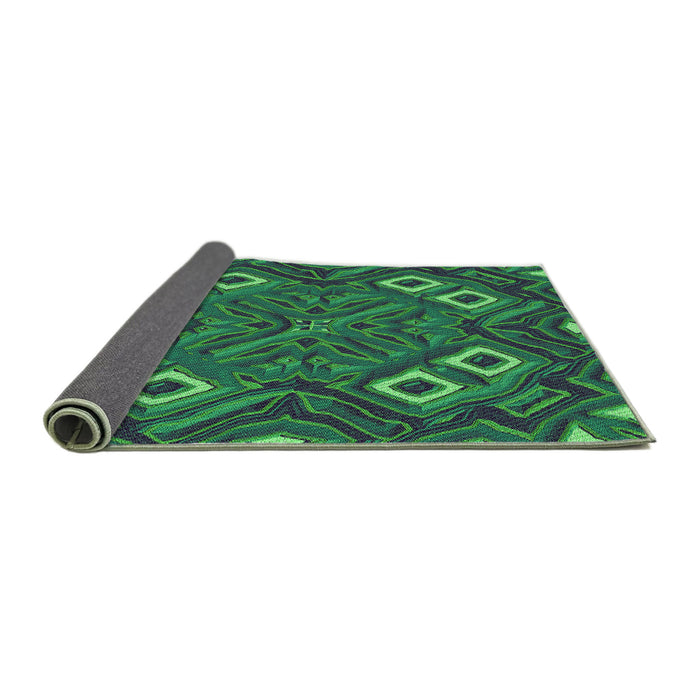 Thickness of Patterned Dark Blue Grey Blue Rug, pat3191grn