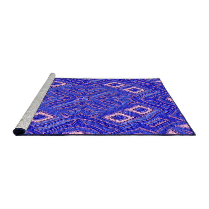 Sideview of Machine Washable Transitional Medium Slate Blue Rug, wshpat3191pur