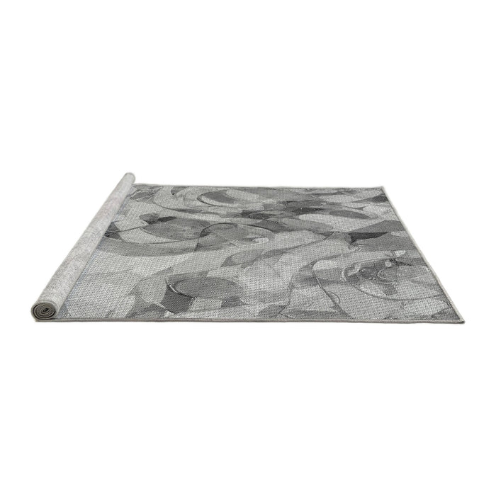 Sideview of Machine Washable Transitional Platinum Silver Gray Rug, wshpat3192gry
