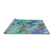 Sideview of Machine Washable Transitional Turquoise Green Rug, wshpat3192lblu