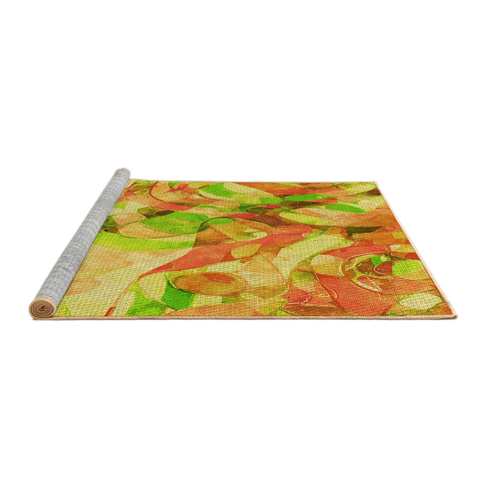 Sideview of Machine Washable Transitional Neon Orange Rug, wshpat3192yw