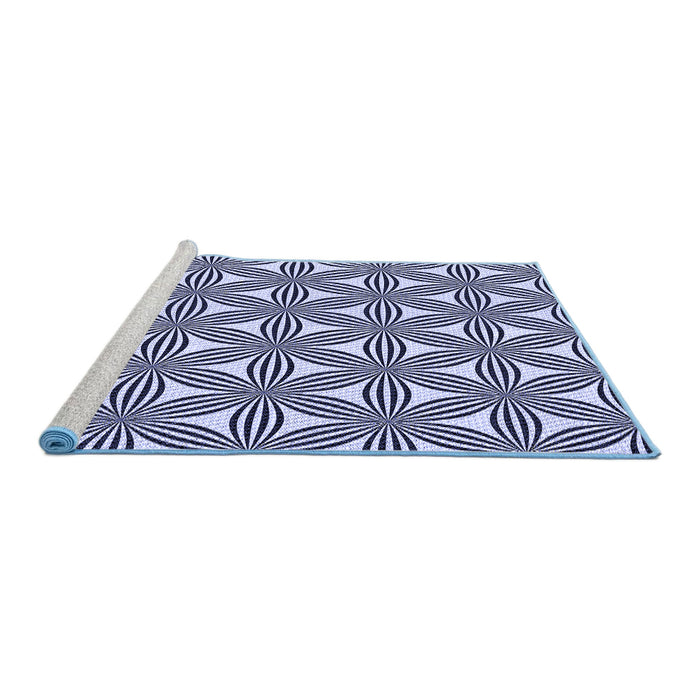 Sideview of Machine Washable Transitional Blue Rug, wshpat3196blu