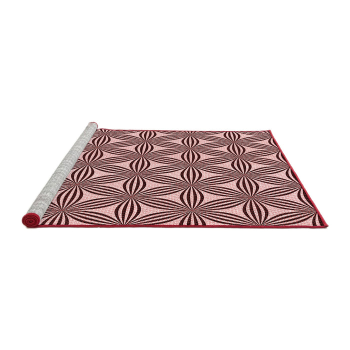 Sideview of Machine Washable Transitional Deep Rose Pink Rug, wshpat3196rd