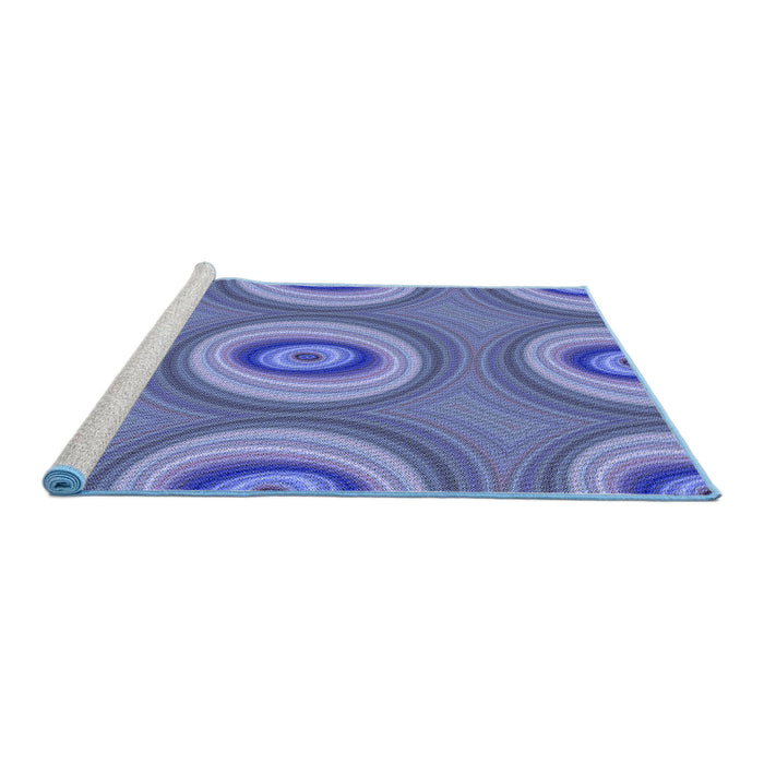 Sideview of Machine Washable Transitional Sky Blue Rug, wshpat3198blu