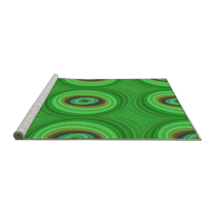 Sideview of Machine Washable Transitional Lime Green Rug, wshpat3198grn