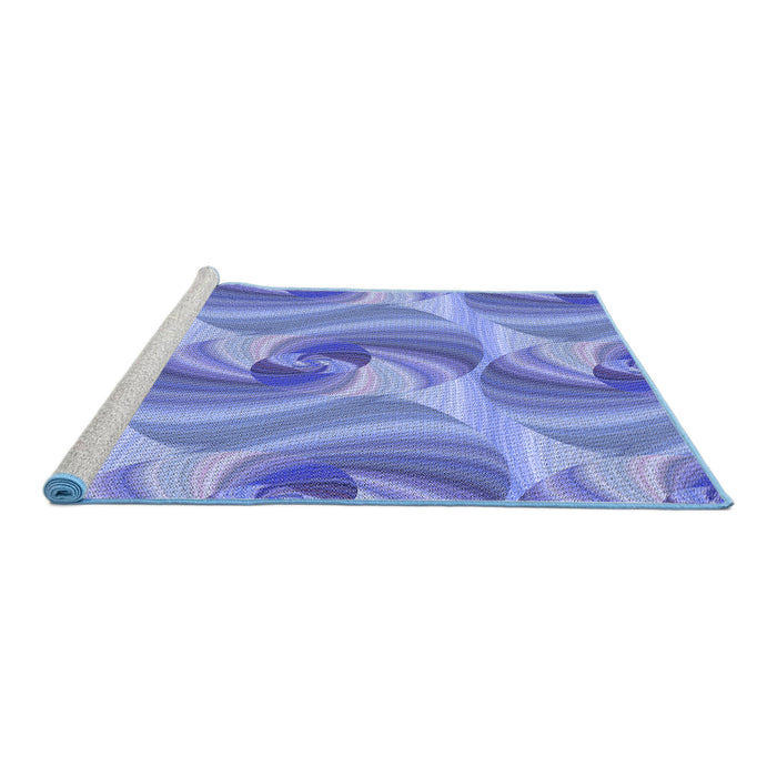 Sideview of Machine Washable Transitional Denim Blue Rug, wshpat3199blu