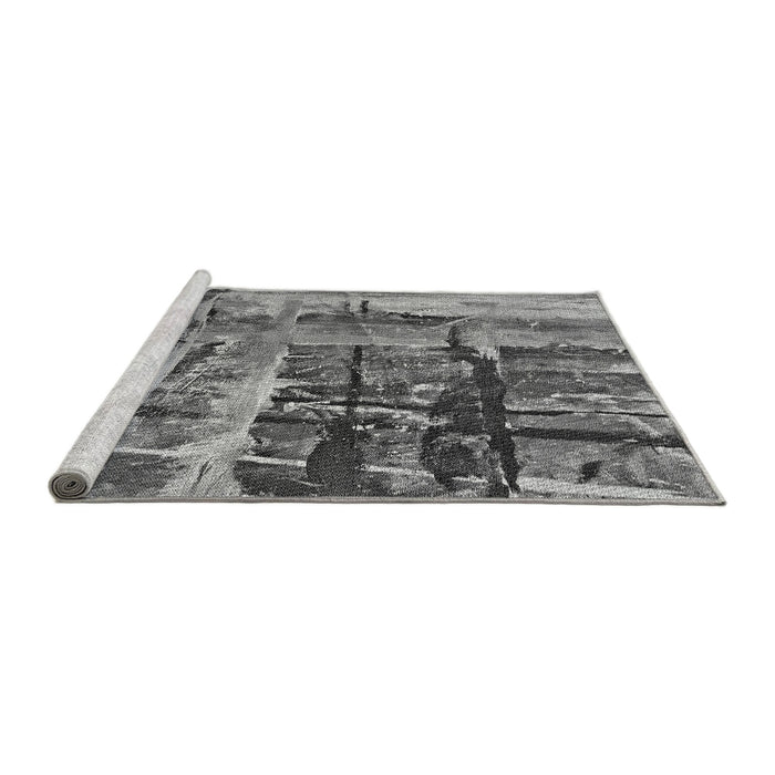 Sideview of Machine Washable Transitional Dark Gray Rug, wshpat32gry