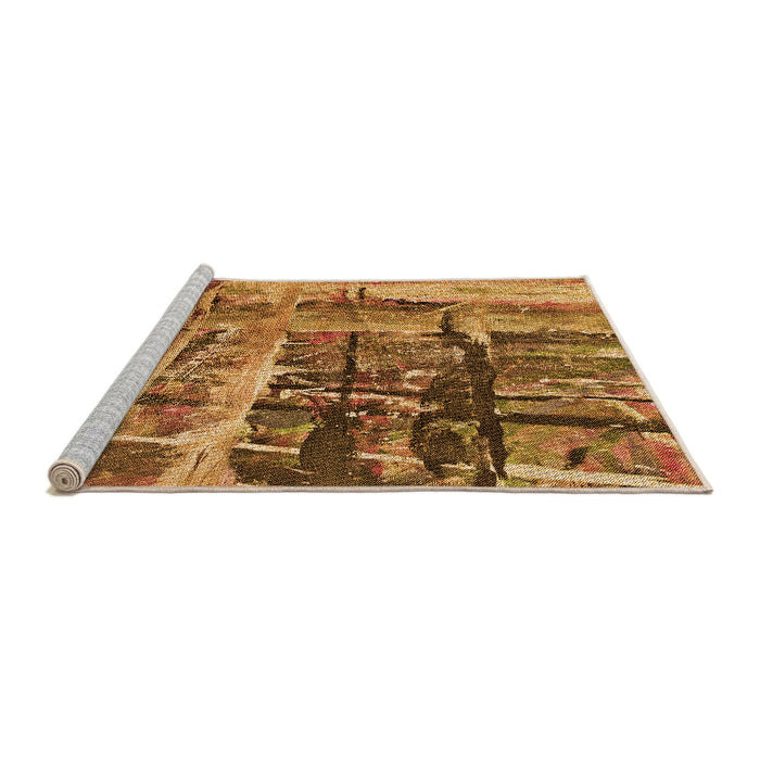 Machine Washable Transitional Orange Rug in a Bedroom, wshpat32org