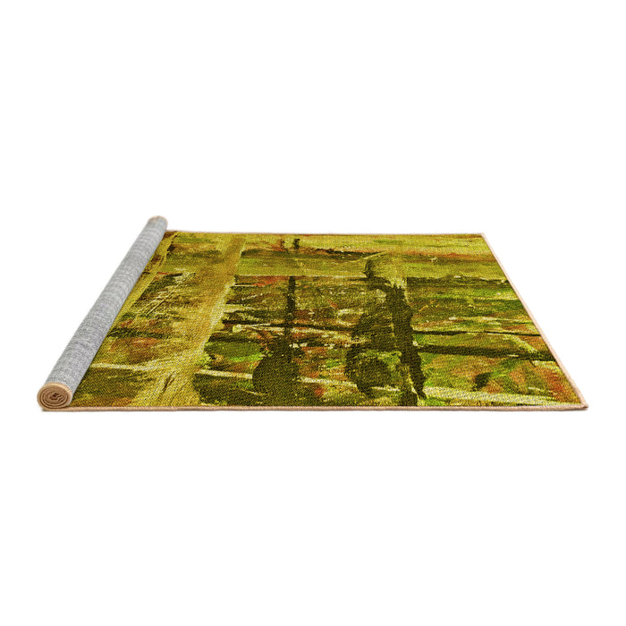 Sideview of Machine Washable Transitional Yellow Rug, wshpat32yw