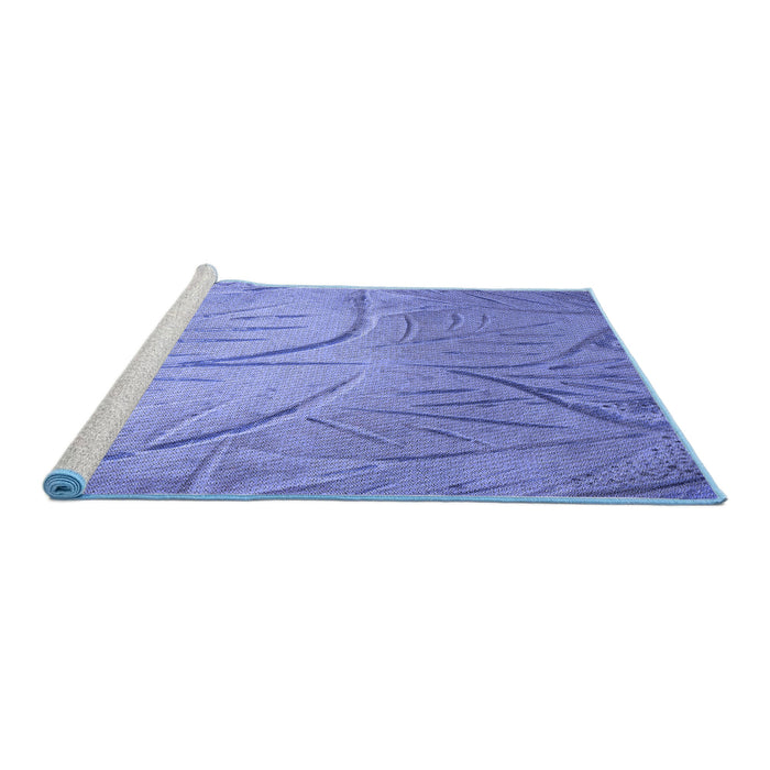 Sideview of Machine Washable Transitional Denim Blue Rug, wshpat320blu