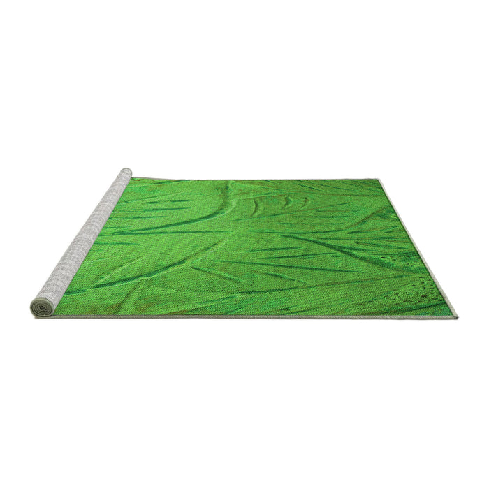 Sideview of Machine Washable Transitional Neon Green Rug, wshpat320grn