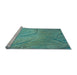 Sideview of Machine Washable Transitional Turquoise Green Rug, wshpat320lblu