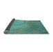 Thickness of Patterned Turquoise Green Rug, pat320lblu