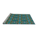 Sideview of Machine Washable Transitional Mint Green Rug, wshpat3201lblu